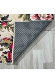 Pastel Home Etnik Çiçekli Karabağ Desenli Şönil Halı Kilim Kaymaz Pamuk Taban Kendinden Saçaklı Yıkanabilir - 11