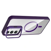 Galaxy S24 Kılıf Standlı ve Kamera Lens Hediyeli M-Safe Şarj Özellikli Zore Etro Kapak thumbnail 3