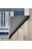 Pastel Home Modern Geometrik Şönil Halı Kilim Yolluk Mavi Gri Siyah Kaymaz Taban Yıkanabilir Saçaklı thumbnail 3