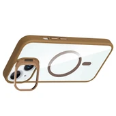 Apple iPhone 15 Kılıf Standlı ve Kamera Lens Hediyeli M-Safe Şarj Özellikli Zore Etro Kapak thumbnail 11