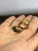 Doğal Taşlı 3'lü Garnet (Lal) Doğal Taşlı Antik Modelli Kadın Ayarlanabilir Yüzük Seti euy86 thumbnail 3