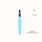 Fırça uçlu, brush pen, sulu boya, su ve mürekkep hazneli, boyama kalem mavi-S beden thumbnail 1