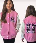 Cg Kids Kuromi içi Şardonlu Sırt Baskı Detaylı Kolej Ceket Pembee Renk Süper Kalite Kumaş Baskı - 1
