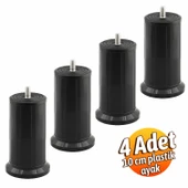 Keson 4 Adet 10 cm Siyah Plastik Mobilya Baza Tv Ünitesi Yükseltme Ayağı Destek Ayağı thumbnail 5