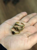 Doğal Taşlı 3'lü Garnet (Lal) Doğal Taşlı Güneş Modelli Kadın Ayarlanabilir Yüzük Seti euy85 thumbnail 3