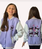 Cg Kids Kuromi içi Şardonlu Sırt Baskı Detaylı Kolej Ceket Mor Renk Süper Kalite Kumaş Baskı - 1