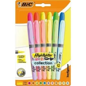 Bic Highlighter Grip 12 Renk Fosforlu Kalem Set Pastel + Canlı Renkler thumbnail 1