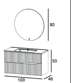 Denko Tiran 100 cm Beyoğlu Gri Banyo Dolabı Takımı ve Boy Dolabı thumbnail 2