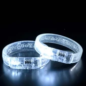 Beyaz-Gümüş Led Işıklı Baskı Yapılabilen Pilli Bileklik Bilezik thumbnail 5