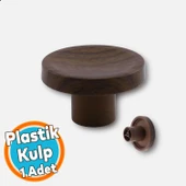 Bohem Tek Vidalı İç Bükey Plastik Düğme Kulp Kestane Kahvesi Renk Mobilya Dolap Çekmece Kulpu Kulbu thumbnail 1