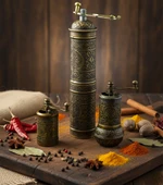 LUDIA Zamak Metal Antik Renk 3 lü Set Karabiber,Kahve,Çörek Otu El Değirmeni Öğütücü Grinder S2 - 4