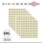 6XL-Mağaza Giysi, Beden Etiket Çapı-25mm Kendinden Yapışkanlı (210 adet) Yuvarlak Boyut Etiket thumbnail 1