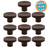 10 Adet Tek Vidalı İç Bükey Plastik Düğme Kulp Kestane Kahvesi Renk Mobilya Dolap Çekmece Kulpu Kulbu thumbnail 1