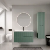 Denko Tiran 85 cm Beyoğlu Yeşil Banyo Dolabı Takımı ve Boy Dolabı thumbnail 1