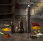 LUDIA Zamak Metal Bakır Renk 3 lü Set Karabiber,Kahve,Çörek Otu El Değirmeni Öğütücü Grinder S2 - 1