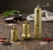 LUDIA Zamak Metal Altın Renk 3 lü Set Karabiber,Kahve,Çörek Otu El Değirmeni Öğütücü Grinder S2 - 1