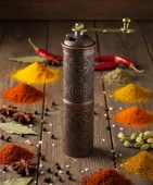 LUDIA Zamak Metal Bakır Renk 3 lü Set Karabiber,Kahve,Çörek Otu El Değirmeni Öğütücü Grinder S2 - 4