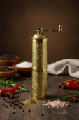 LUDIA Zamak Metal Altın Renk 3 lü Set Karabiber,Kahve,Çörek Otu El Değirmeni Öğütücü Grinder S2 - 4