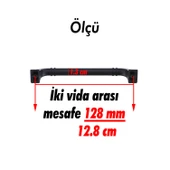 Mobilya Mutfak Dolabı Çekmece Dolap Kulpları Kapak Kulpu Kulbu Siyah 128 Mm-12.8 Cm Metal Kulp thumbnail 2