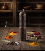 LUDIA Zamak Metal Bakır Renk 3 lü Set Karabiber,Kahve,Çörek Otu El Değirmeni Öğütücü Grinder S2 - 5