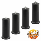 Keson 4 Adet 12 cm Siyah Plastik Mobilya Baza Tv Ünitesi Yükseltme Ayağı Destek Ayağı thumbnail 5