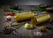 LUDIA Zamak Metal Altın Renk 3 lü Set Karabiber,Kahve,Çörek Otu El Değirmeni Öğütücü Grinder S2 - 3