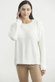 Oversize Yumuşak Dokulu Triko Kazak - Beyaz thumbnail 3