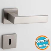 Oda Kapı Kolu Kare Rozetli İNOX Sağa Sola Uygun İç Dış Ev Oda Kapısı Kilitlenebilir 1 Takım thumbnail 1