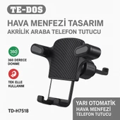 Hava Menfezi Uyumlu Yarı Otomatik Akrilik Gövde Sahip Çift Kilitlemeli Araç İçi Telefon Tutucu - 1