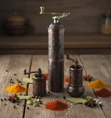 LUDIA Zamak Metal Bakır Renk 3 lü Set Karabiber,Kahve,Çörek Otu El Değirmeni Öğütücü Grinder S2 - 6