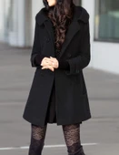 Yaka Detaylı Büyük Düğmeli Kadın Kaşe Kaban thumbnail 1