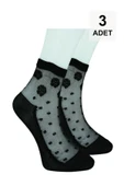 3 Adet Tül Patik Çorap - Siyah - 5