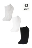 2 Adet Düz Kadın Patik Çorap - Karışık 3-RENK - 1