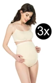 Jel Lingerie Kadın Toparlayıcı Ten Rengi Pamuklu Esnek Likralı 3'lü Hamile Külot thumbnail 5