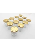 Cam Altın Kapaklı 29 Cc. Küçük Cam Kavanoz (24 Adet) Metal Beyaz 7-12 - 1