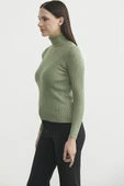 Tam Balıkçı Fitilli Basic Triko Kazak - Çağla Yeşili thumbnail 4