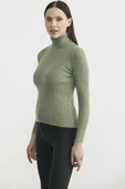 Tam Balıkçı Fitilli Basic Triko Kazak - Çağla Yeşili thumbnail 5