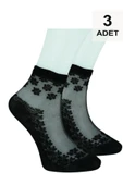 3 Adet Tül Patik Çorap - Siyah - 1