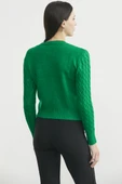 Yumoş Saç Örgü Motifli Triko Kazak - Benetton Yeşil thumbnail 5