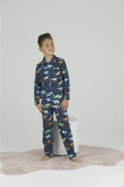 liya fashion Erkek Çocuk Lacivert Pijama Takımı thumbnail 1