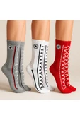 Çizgili Desenli 6'lı Kadın Soket Çorabı - 1