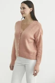 Pamuklu Yumoş Triko Hırka - Pudra thumbnail 4