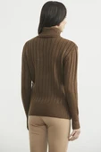 Tam Balıkçı Kalın Fitilli Triko Kazak - Kahve thumbnail 5