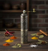 LUDIA Zamak Metal Kalay Renk 3 lü Set Karabiber,Kahve,Çörek Otu El Değirmeni Öğütücü Grinder S2 - 2