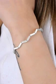 Gümüş rodyumlu zirkon taşlı dalgalı ajda modeli bileklik SGTL12896RODAJ thumbnail 3