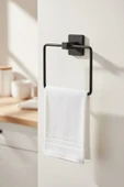 Siyah Kare Havluluk – Kare Topuzlu, (Yapıştır/Vidala) Montajlı Dayanıklı Metal Havlu Askısı - (S-130) - KTS thumbnail 2
