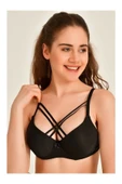 Liza Kadın Çapraz Ipli Balenli Siyah Dolgulu / Destekli Sütyen thumbnail 2