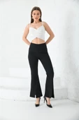 BRKMODA Ispanyol Paça Ekstra Rahat Şık Yırtmaç Detaylı Tayt thumbnail 4
