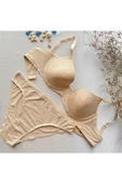 KARAZ Baklava Desenli Balenli Dolgusuz Sütyen Takımı -  Ten-90-B thumbnail 4
