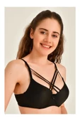 Liza Kadın Çapraz Ipli Balenli Siyah Dolgulu / Destekli Sütyen thumbnail 1